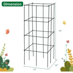Tangkula 8 Pack Folding Tomato Cages 39" Tall Square Plant Support Cage For Garden Climbing Plants Flowers Fruits Heavy Duty Vegetable Trellis -Tangkula GUEST e19fb1e7 438c 40a1 8665 afd777c7f354