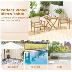 Tangkula Set Of 2 Patio Bistro Table Teak Wood Dining Table Outdoor Square Table -Tangkula GUEST e1e0c4b6 49df 45fa a07f fb6022bc0e26