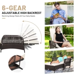 Tangkula Patio Chaise Lounge Chair Six-Position Adjustable Outdoor Recliner With Cushion & Pillow For Poolside Balcony Backyard -Tangkula GUEST e1e7da28 b7ee 46f9 be55 047778a5b956