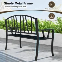 Tangkula 51" Metal Garden Bench Patio Slatted Bench For 2-3 People & Park-Style Loveseat -Tangkula GUEST e2203220 bca8 44e3 bd1e 9191637e1c40