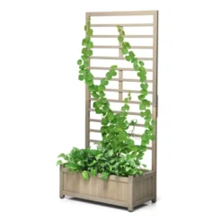 Tangkula 68" Wood Planter Box With Trellis Plant Raised Bed For Flower Climbing For Garden Balcony Patio Yard -Tangkula GUEST e23756a5 0247 4991 a5a6 752847a18eff