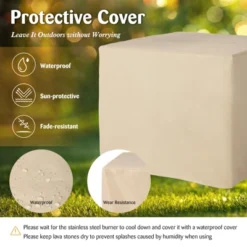 Tangkula 32”Propane Fire Pit Table Square Tabletop Auto-Ignition W/ Rain Cover Lava Rocks -Tangkula GUEST e276c90a 4d15 4a2d 9fec 8aa28ba947bf