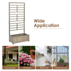 Tangkula 68" Wood Planter Box With Trellis Plant Raised Bed For Flower Climbing For Garden Balcony Patio Yard -Tangkula GUEST e27d37af 0044 4ce7 b3ba 60df0c94acfb