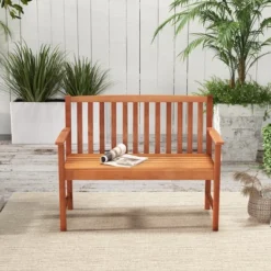 Tangkula Patio Wood Bench 2-Seat Outdoor Bench W/ Cozy Armrests & Backrest 12 Tangkula Patio Wood Bench 2-Seat Outdoor Bench W/ Cozy Armrests & Backrest -Tangkula GUEST e2893b29 2132 4252 bbb5 4a390f585d86