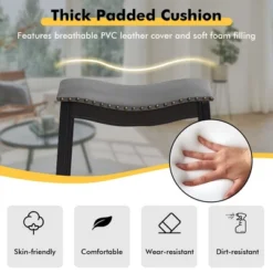 Tangkula Set Of 2 Saddle Bar Stools Bar Height Kitchen Chairs W/ Rubber Wood Legs -Tangkula GUEST e2fd3c93 e60f 4bf7 a467 9b5a4c925ade