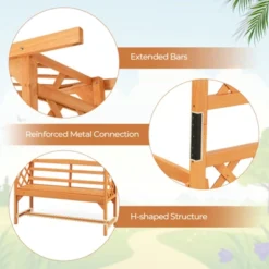 Tangkula Patio Arbor Garden Archway W/ Pergola Bench & Side Trellises For Climbing Plants Vines Grapes 2-Seat Wooden Outdoor Bench Backyard Decoration -Tangkula GUEST e30ef45d bfed 4b0e 81f0 880f0c8a1870