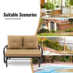 Tangkula 2-Person Outdoor Patio Glider Bench Swing Seat Bench W/ Seat & Back Cushions -Tangkula GUEST e330e4fd 8e54 4c3a 8cd6 92e710882ff7