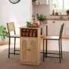 Tangkula 3 PCS Bar Table And Chairs Set W/ 2 Bar Stools & Storage Shelves Backrests