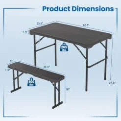 Tangkula Outdoor Table Bench Set Folding Picnic Table Set W/ 2 Benches Sturdy Metal Frame -Tangkula GUEST e348dc53 2063 481a a816 e62c85c93e4b