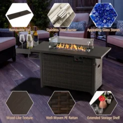 Tangkula Propane Gas Fire Pit Table 52 Inch Propane Fire Pit W/ Wind Guard 50,000 BTU Heat Output Brown -Tangkula GUEST e34a5ce1 6583 406b af31 aafc789484f2