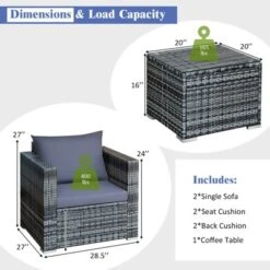 Tangkula 3-Piece Patio Wicker Conversation Set Bistro Rattan Sofa Chair With Washable Cushion Gray 14 Tangkula 3-Piece Patio Wicker Conversation Set Bistro Rattan Sofa Chair With Washable Cushion Gray -Tangkula GUEST e3587114 960d 459d a34f 54e03a71829a