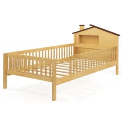 Tangkula Twin Size Kids Bed Solid Wood Platform Bed W/ Under-bed Storage & Storage Cube -Tangkula GUEST e3b833b5 7154 4a01 8403 1a1d05d229fe