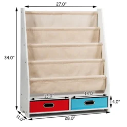 Tangkula Book Rack Kids Toys Organizer Shelves With 4 Sling Bookshelf And 2 Boxes -Tangkula GUEST e3bcd8aa 24e7 41c1 aca7 4c6af50ddc5c