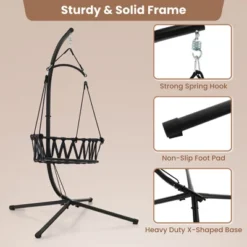 Tangkula Swing Chair W/ Stand Patio Hanging Swing Chair W/ Comfortable Seat & Back Cushions -Tangkula GUEST e3c317c5 5585 48ba 86e4 3b194c589bf4