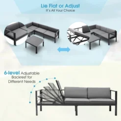 Tangkula 3PCS Patio Furniture Set Aluminum Lounge Adjust Back Recliner Sofa Table Cushion -Tangkula GUEST e3dd743d 8798 4358 9016 794024716b63
