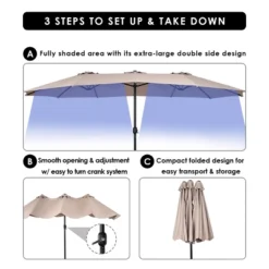 Tangkula 15'Patio Umbrella Double-Sided Outdoor Shade Offset Beige -Tangkula GUEST e406e81b 040e 4377 9163 35d17b9b1f7b