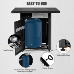 Tangkula 28" Gas Fire Pit Table, 50,000 BTU Auto-Ignition Propane Fire Pit Table, Outdoor Fire Table With Lid Suitable Black -Tangkula GUEST e42b27eb 29fc 4ea1 aab7 8bcc13f34934