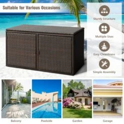 Tangkula Outdoor Rattan Storage Box Patio Wicker Storage Bin Cabinet 88 Gallon Brown -Tangkula GUEST e4318269 83f9 4bc1 962d 51f9adb22ded