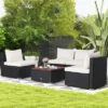 Tangkula 5PCS Rattan Patio Conversation Sofa Set Outdoor Furniture Set W/ Off White Cushions -Tangkula GUEST e47b141e 9d29 4653 a0fb 291a4a467412