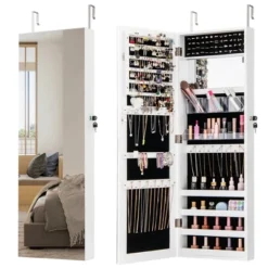 Tangkula 43.5" Jewelry Mirror Cabinet W/ Full-length Mirror & Interior Makeup Mirror -Tangkula GUEST e4f486b3 5450 42e1 ab4a 8c9d338822f6