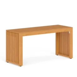 Tangkula 36 Inch Patio Bench All-Slat Acacia Wood Loveseat For 2 People 800 Lbs Capacity -Tangkula GUEST e5158fb2 cf3f 462c 9851 e1686306529f