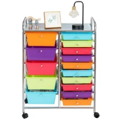 Tangkula 15 Drawer Rolling Storage Cart Opaque Multicolor Drawers Home -Tangkula GUEST e52edc6e 31dd 4507 9c34 fe2c9d3a3a54