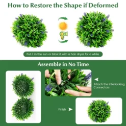 Tangkula 2 PCS Artificial Lavender Topiary Balls 12 Inch Faux Hanging Plant Balls W/ Flowers -Tangkula GUEST e6086476 5458 4a63 9453 d93e8954d935