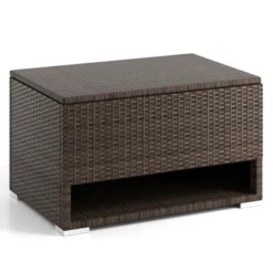 Tangkula 48 Gallon PE Wicker Rattan Deck Box W/ Shoe Rack Outdoor Storage Bin W/ Protective Liner -Tangkula GUEST e61fc061 8602 4a08 b626 3ea971c25a5f