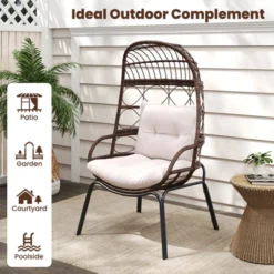 Tangkula PE Wicker Egg Chair Patio Cocoon Lounger W/ Comfortable Cushions & Metal Frame 17 Tangkula PE Wicker Egg Chair Patio Cocoon Lounger W/ Comfortable Cushions & Metal Frame -Tangkula GUEST e71eb7cc 857a 4da3 93e0 6d13ca01a29a