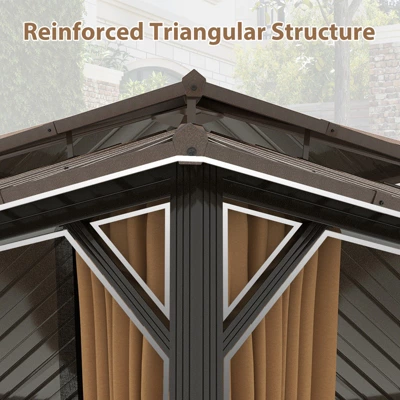 Tangkula 12 X 12 FT Hardtop Gazebo W/ Netting Heavy-Duty Double-Roof Galvanized Metal Top 11 Tangkula 12 X 12 FT Hardtop Gazebo W/ Netting Heavy-Duty Double-Roof Galvanized Metal Top - Image 9