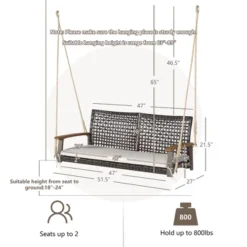 Tangkula 2-Seat Rattan Porch Swing Chair Outdoor Wicker Swing Bench W/ Seat Cushion -Tangkula GUEST e7cd302c 553c 4a84 94d4 bfb305d95cdc