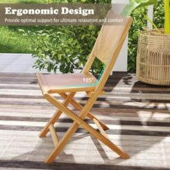 Tangkula 4 PCS Folding Patio Chairs W/ Inclined Backrest Teak Wood Outdoor Dining Chairs -Tangkula GUEST e801cec2 7d6d 4de1 b1b3 b49f83c5b393 1