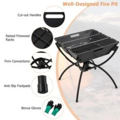 Tangkula Camping Fire Pit W/Cooking Grills Portable Campfire Grill W/ Carrying Bag & Gloves 3-In-1 Stainless Steel Wood Burning Coffee/Silver -Tangkula GUEST e8181292 d255 4169 bdcb 43d0e9f34c1b