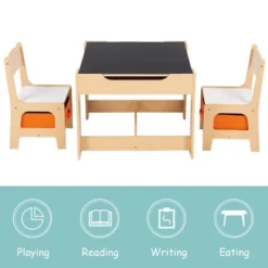Tangkula Children Kids Table Chairs Set With Storage Boxes Blackboard Whiteboard Drawing -Tangkula GUEST e851d17d 1161 4e30 93dc cb0afa97f7bc