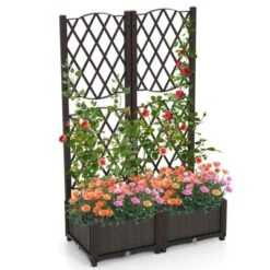 Tangkula Raised Garden Bed W/Trellis Planter Box For Climbing Plants 32" X 16" X 53" -Tangkula GUEST e879d592 dafe 4c91 b5f2 ebd039e6c9dc