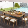 Tangkula 8-Person Dining Table 79" W/ 1.9" Umbrella Hole Acacia Wood Adjustable Foot Pads -Tangkula GUEST e8ac2193 bd92 4972 8c76 cd33b730c4b7