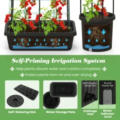 Tangkula 2-Pack Garden Trellis, 58.5” Tomato Cage & 71” Cucumber Trellis W/ Planter Box Self-Priming Irrigation -Tangkula GUEST e94e3091 94aa 4d73 b8bd 511491e6aece