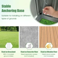 Tangkula 5 X 3 FT Outdoor Storage Shed Galvanized Metal Tool House W/ Sloped Roof Gray -Tangkula GUEST e9cf7628 58f3 4d7b 9673 40739256b4bb