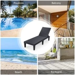 Tangkula Patio Lounge Chair Chaise Recliner Adjustable Backrest Outdoor&Indoor Black/Brown -Tangkula GUEST e9fdb259 0a28 444d b0b7 41da26992e1a