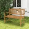 Tangkula 2-Person Outdoor Bench Patio Wooden Bench With Ergonomic Backrest & Armrests All-weather Acacia Wood Frame 43"x 22" -Tangkula GUEST ea08fb78 e2ff 42ed a3c5 f43c2321babe