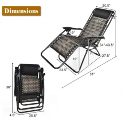 Tangkula Grey Folding Recliner 2PCS Patio Rattan Zero Gravity Lounge Chair With Headrest -Tangkula GUEST ea0bc094 2d3d 4ea5 bfa2 4f813b4fa9d0 1
