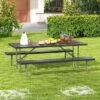 Tangkula Folding Picnic Table W/ 2 Benches 6 FT Camping Table Set W/ Metal Frame -Tangkula GUEST eaa2822a aa98 4c8f 8059 e82a8a031b90