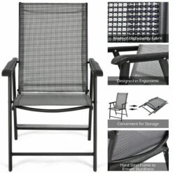Tangkula 2PCS Folding Chairs Steel Frame Patio Garden Outdoor W/ Armrest & Footrest -Tangkula GUEST eadc6f30 1f7c 4cb9 b231 ed06453776a8