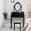 Vanity Table Set Detachable Makeup Table Dressing Desk With Mirror & Cushioned Stool Brown/White/Black -Tangkula GUEST eb0bd065 caf3 43b1 86c4 114cc51e5b8d