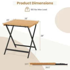 Tangkula 28" Patio Folding Table W/ Slatted Tabletop Portable Bistro Dining Table -Tangkula GUEST eb3595be a4b1 4fa0 b040 1414d47ddbe7