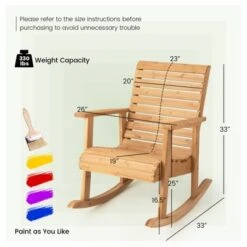 Tangkula Wooden Rocking Chair High Back Fir Wood Armchair Natural Yard Patio -Tangkula GUEST ebcea37d 42c9 4a08 a490 c295a615a41d