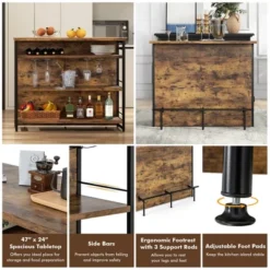 Tangkula Industrial Kitchen Island Bar Table 4-Tier Storage Shelf Drinks Rack Glass Holders -Tangkula GUEST ec13f0d6 a4d8 479b bb0c bd262657bb37