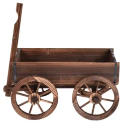 Tangkula Outdoor Flower Planter Wood Wagon Decoration Wheels -Tangkula GUEST ec95601a 3ae9 4be1 b3c8 2eba97ba242c