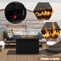Tangkula Propane Gas Fire Pit Table 52 Inch Propane Fire Pit W/ Wind Guard 50,000 BTU Heat Output Black -Tangkula GUEST eccad6b5 6acc 4fce a5b4 3dce061468e3