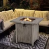 Tangkula 28" Propane Fire Pit Table 40,000 BTU Outdoor Propane Gas Fire Table With Wood-like Tabletop Lid And Lava Rocks With PVC Cover